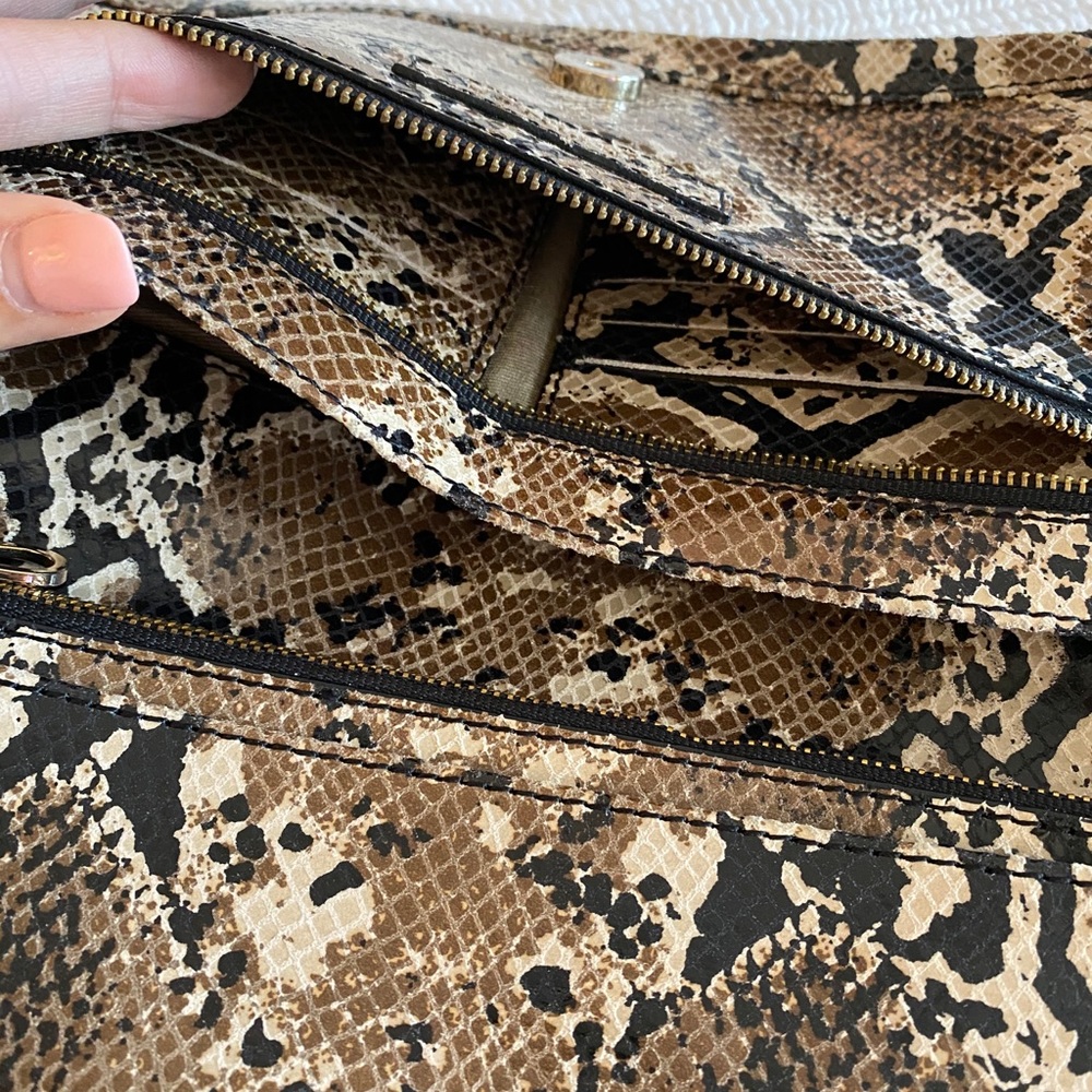 Ann Taylor Snake / Python Print Fold Over Clutch - image 5